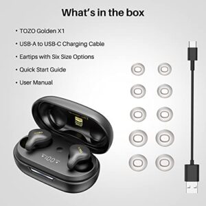 TOZO Golden X1 Wireless Earbuds Balanced Armature Driver and Hybrid Dynamic Driver, Bluetooth Headphones OrigX Pro, LDAC & Hi-Res Audio Wireless, Environment & Active Noise Cancellation Headset Black