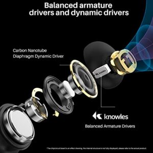 TOZO Golden X1 Wireless Earbuds Balanced Armature Driver and Hybrid Dynamic Driver, Bluetooth Headphones OrigX Pro, LDAC & Hi-Res Audio Wireless, Environment & Active Noise Cancellation Headset Black