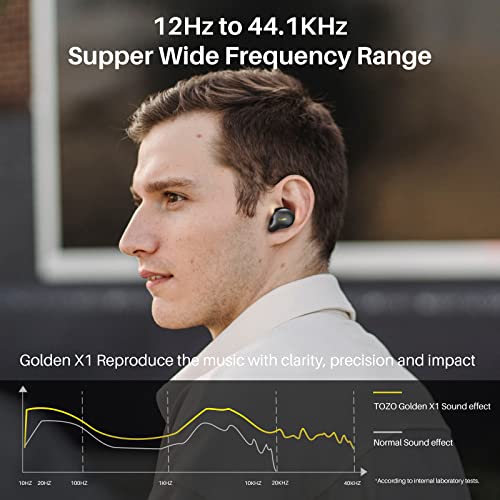 TOZO Golden X1 Wireless Earbuds Balanced Armature Driver and Hybrid Dynamic Driver, Bluetooth Headphones OrigX Pro, LDAC & Hi-Res Audio Wireless, Environment & Active Noise Cancellation Headset Black