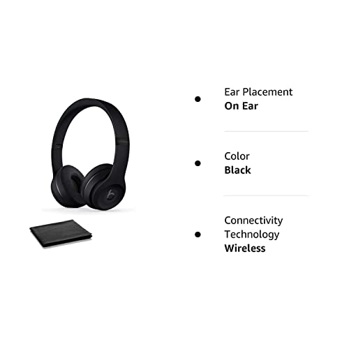 Beats_by_dre Beats Solo3 Wireless On-Ear - Class 1 Bluetooth Headphones with Bonus Cleaning Cloth, Built-in Microphone - Black