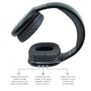 iJoy Ultra Wireless Headphones with Microphone- Rechargeable Over Ear Wireless Bluetooth Headphones with 10Hr Playtime, SD Slot, Backup Wire- Soft Cushion Wireless Headset with Mic (Black)