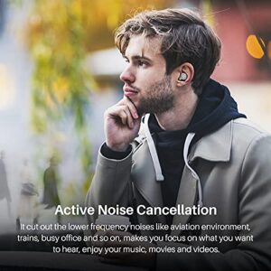 TOZO NC9 Plus Hybrid Active Noise Cancelling Wireless Earbuds, in Ear Headphones IPX6 Waterproof Bluetooth 5.0 Stereo Earphones, Immersive Sound Premium Deep Bass Headset, Black