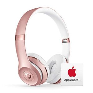 beats solo³ wireless on-ear headphones – apple w1 chip – rose gold with applecare+ bundle