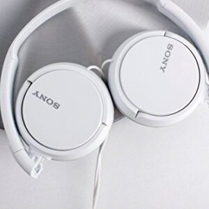 Sony ZX Series Wired On-Ear Headphones with Mic, White MDR-ZX110AP