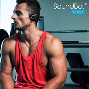 SoundBot SB221 HD Wireless Bluetooth Headset Sports-Active Headphone for 20Hrs Music Streaming & 25Hrs HandsFree Calling w/Sweat Resistant Ergonomic Secure-Fit Design & Voice Command Support