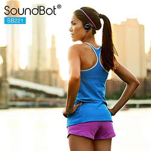 SoundBot SB221 HD Wireless Bluetooth Headset Sports-Active Headphone for 20Hrs Music Streaming & 25Hrs HandsFree Calling w/Sweat Resistant Ergonomic Secure-Fit Design & Voice Command Support