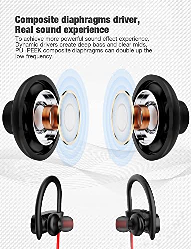 Otium Bluetooth Headphones,Wireless Earbuds IPX7 Waterproof Sports Earphones with Mic HD Stereo Sweatproof in-Ear Earbuds Gym Running Workout 10 Hour Battery Noise Cancelling Headsets