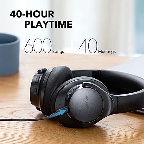 Soundcore by Anker Life Q20+ Active Noise Cancelling Headphones, 40H Playtime, Hi-Res Audio, App, Connect to 2 Devices, Memory Foam Earcups, Bluetooth Headphones for Travel, Home Office