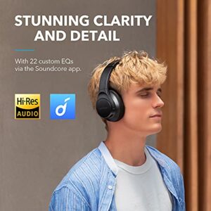 Soundcore by Anker Life Q20+ Active Noise Cancelling Headphones, 40H Playtime, Hi-Res Audio, App, Connect to 2 Devices, Memory Foam Earcups, Bluetooth Headphones for Travel, Home Office