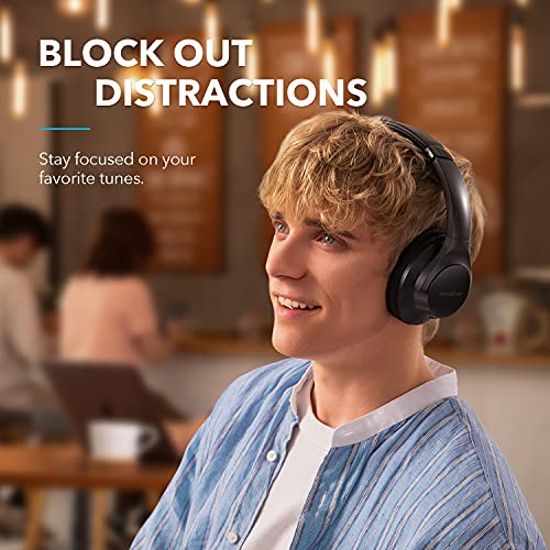 Soundcore by Anker Life Q20+ Active Noise Cancelling Headphones, 40H Playtime, Hi-Res Audio, App, Connect to 2 Devices, Memory Foam Earcups, Bluetooth Headphones for Travel, Home Office