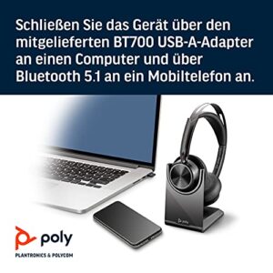 Poly - Voyager Focus 2 UC USB-A Headset with Stand (Plantronics) - Bluetooth (Stereo) with Boom Mic - PC/Mac Compatible - Active Noise Canceling - Works w/ Teams, Zoom (Certified) & More