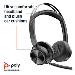 Poly - Voyager Focus 2 UC USB-A Headset with Stand (Plantronics) - Bluetooth (Stereo) with Boom Mic - PC/Mac Compatible - Active Noise Canceling - Works w/ Teams, Zoom (Certified) & More