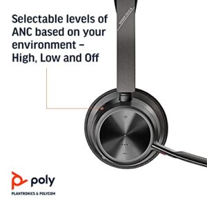 Poly - Voyager Focus 2 UC USB-A Headset with Stand (Plantronics) - Bluetooth (Stereo) with Boom Mic - PC/Mac Compatible - Active Noise Canceling - Works w/ Teams, Zoom (Certified) & More