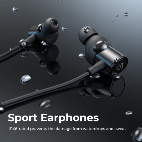 SoundPEATS Q30 HD Bluetooth Headphones in-Ear Stereo Wireless 5.0 Magnetic Earphones IPX6 Sweatproof Earbuds with Mic for Sports, Immersive Bass, 10mm Drivers, aptX-HD, 13 Hours Playtime, Secure Fit