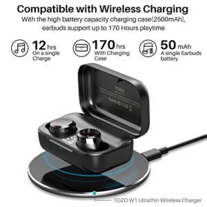 TOZO T12 Pro Wireless Earbuds Bluetooth Headphones with Qualcomm QCC3040 4 Mics CVC 8.0 Call Noise Cancelling and aptX Stereo Headset 2500mAh Wireless Charging Case IPX8 Waterproof Earphones Black