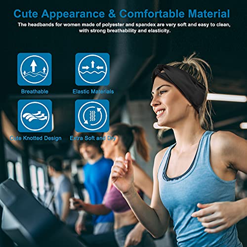 BULYPAZY Bluetooth Headband for Women, HD Speakers Bluetooth 5.0 Wireless Headband Headphones, Fashion Black Head Band with Knotted/Twist Design for Yoga, Workout, Running, Sports, Gift (Black-1)