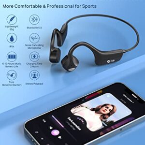 Guudsoud Bone Conduction Headphones Bluetooth,Wireless Open Ear Headphones,Sports Headset Waterproof Sweatproof with Mic Induction Conducting Earphones for Running Cycling Workout Gym Driving-Black