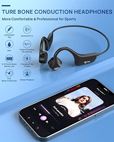 Guudsoud Bone Conduction Headphones Bluetooth,Wireless Open Ear Headphones,Sports Headset Waterproof Sweatproof with Mic Induction Conducting Earphones for Running Cycling Workout Gym Driving-Black