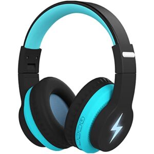 Kids Bluetooth Headphones, Colorful Wireless Over Ear Headset with LED Lights, Built-in Mic, 45H Playtime, 85dB/94dB Volume Limited Headphones for Boys Girls iPad Tablet School Airplane (Blue)