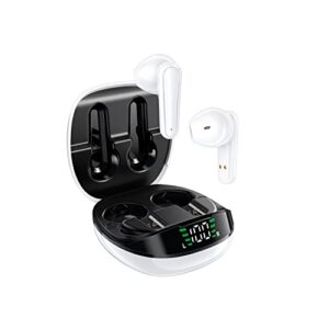gunatagy wireless earbuds, bluetooth headphones with microphone for iphone and android, 360h standby time with led battery display charging case, in ear earbuds for cell phones, computer, pc, sports