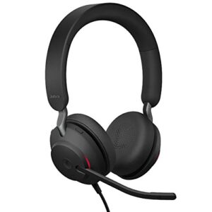 jabra evolve2 40 uc wired headphones, usb-a, stereo, black – telework headset for calls and music, enhanced all-day comfort, passive noise cancelling headphones, uc-optimized with usb-a connection