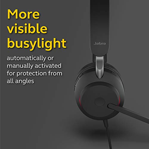 Jabra Evolve2 40 UC Wired Headphones, USB-A, Stereo, Black – Telework Headset for Calls and Music, Enhanced All-Day Comfort, Passive Noise Cancelling Headphones, UC-Optimized with USB-A Connection