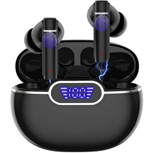 vvg wireless earbuds bluetooth 5.3 compatible with iphone & android,deep bass clear call noise cancelling with 4 mic hifi stereo sound bluetooth earbuds, 56h playtime sweat & water resistant earphones