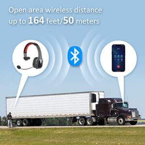 FXWONTY Trucker Bluetooth Headset, Bluetooth Headset with Microphone Noise Canceling & Mute Button, Bluetooth 5.0 Headphones for Trucker/Remote Worker/Online Class/Call Center/Zoom/Teams