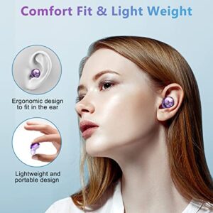 Bluetooth Headphones for Samsung Galaxy S22 Ultra Z Flip 3 Fold S22 S21 FE A13 True Wireless Earbuds Noise Canceling Deep Bass Stereo Sound Headset in-Ear with Mic for iPhone 13 14 Pro Max Purple