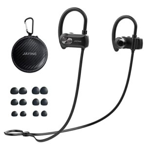 jayine bluetooth headphones, wireless earphones bluetooth 5.3 hd bass stereo,noise cancelling in-ear earbuds ip67 waterproof sports earhooks headsets 24 hrs playtime for running gym workout