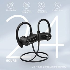 JAYINE Bluetooth Headphones, Wireless Earphones Bluetooth 5.3 HD Bass Stereo,Noise Cancelling in-Ear Earbuds IP67 Waterproof Sports Earhooks Headsets 24 Hrs Playtime for Running Gym Workout