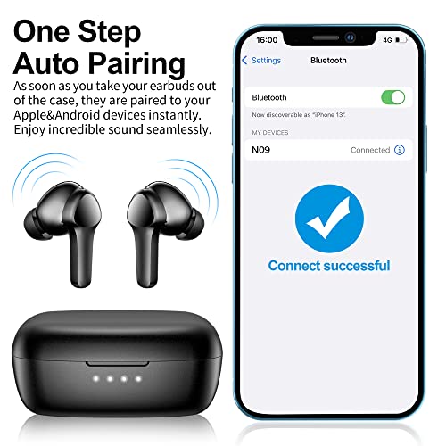 xiwxi Bluetooth Wireless Earbuds,Immersive Sound Premium Deep Bass Hi-Fi Stereo Headset IPX8 Waterproof Bluetooth 5.3 Ear Buds with 4 Mics Call Noise Cancelling Lightweight Earphones for iOS,Android