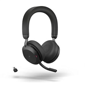 Jabra Evolve2 75 PC Wireless Headset with 8-Microphone Technology - Dual Foam Stereo Headphones with Advanced Active Noise Cancelling, USB-C Bluetooth Adapter and MS Teams-Compatibility - Black