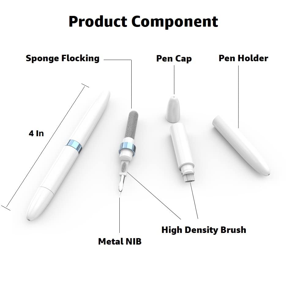 GOALSEN Wireless Earbuds Cleaning Tool 4in1 Equipped with a Flocked Sponge, a Metal Pen Tip, and 2 High-Density Brush Small Thing with a Big Effect Bluetooth Headphones Cleaning Pen -Blue
