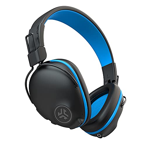 JLab JBuddies Pro Wireless Over-Ear Kids Headphones | 35+ Hour Battery Life | Built-in Volume Regulators for Safety | Share Mode | Folding | Adjustable | Noise Isolation | with Mic | Blue