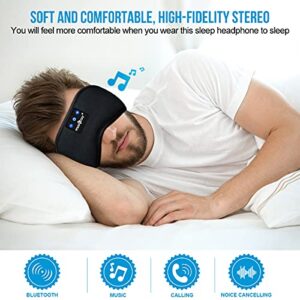 MUSICOZY Sleep Headphones Bluetooth 5.2 Headband Sleeping Headphones Eye Mask for Women Men Unisex, Wireless Music Mask Built-in Speakers Microphone Adjustable Strap for Side Sleepers Travel Office