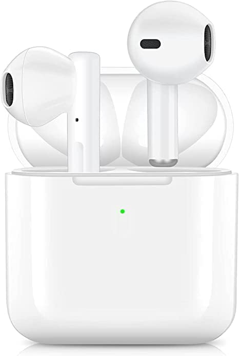 Wireless Earbuds Bluetooth Headphones IPX7 Waterproof Bluetooth Earbuds 25H Playtime Headset with Charging Case Wireless Bluetooth Earphones with Mic for iPhone/Samsung/Android (White)