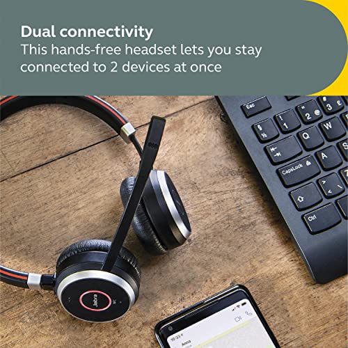 Jabra Evolve 65 SE Link380a MS Stereo- Bluetooth Headset with Noise-Cancelling Microphone, Long-Lasting Battery and Dual Connectivity - Works with All Other Platforms - Black