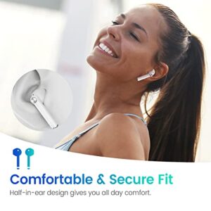 True Wireless Earbuds Bluetooth Headphones 35H Playtime Stereo Sound Earphones Wireless Charging Case & Power Display Sweat-Proof Bluetooth 5.0 Button Headset with Built-in Mic for Sports CAPOXO-M1FA