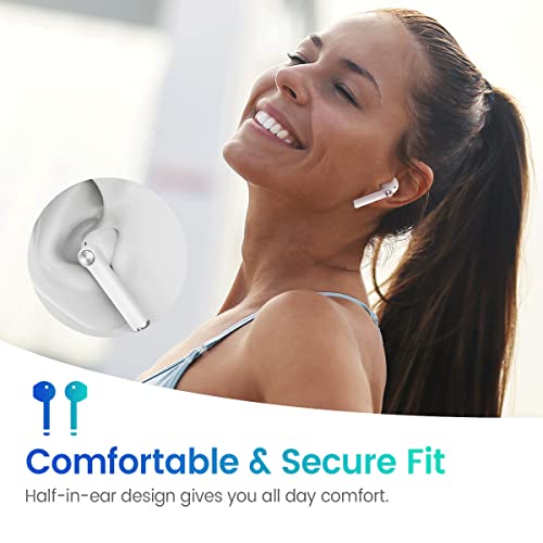 True Wireless Earbuds Bluetooth Headphones 35H Playtime Stereo Sound Earphones Wireless Charging Case & Power Display Sweat-Proof Bluetooth 5.0 Button Headset with Built-in Mic for Sports CAPOXO-M1FA