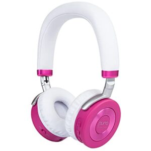 puro sound labs juniorjams volume limiting headphones for kids 3+ protect hearing – foldable & adjustable bluetooth wireless headphones for tablets, smartphones, & pcs – 22-hour battery life, pink