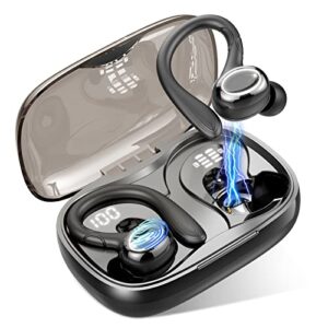 wireless earbud, bluetooth 5.3 headphones with sport earhooks bluetooth earbud over ear with immersive sound, wireless earphones dual led display, 48h playtime, ip7 waterproof, noise cancelling[2023]