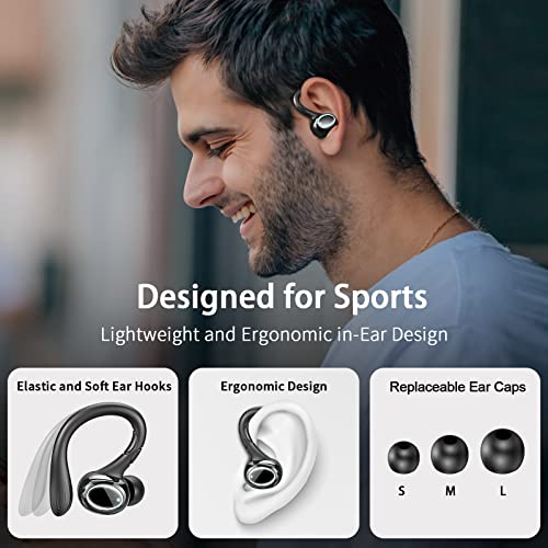Wireless Earbud, Bluetooth 5.3 Headphones with Sport Earhooks Bluetooth Earbud Over Ear with Immersive Sound, Wireless Earphones Dual LED Display, 48H Playtime, IP7 Waterproof, Noise Cancelling[2023]