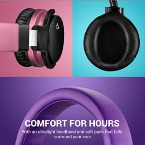 MOVSSOU E7 Active Noise Cancelling Headphones Bluetooth Headphones Wireless Headphones Over Ear with Microphone Deep Bass, Comfortable Protein Earpads, 30 Hours Playtime for Travel/Work, Medium Purple