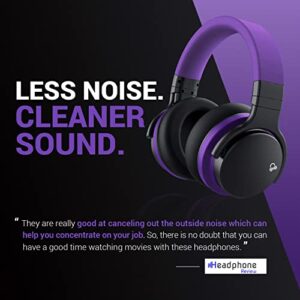 MOVSSOU E7 Active Noise Cancelling Headphones Bluetooth Headphones Wireless Headphones Over Ear with Microphone Deep Bass, Comfortable Protein Earpads, 30 Hours Playtime for Travel/Work, Medium Purple