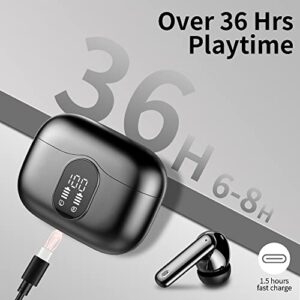 Btootos Wireless Earbud Bluetooth Headphones with 4 Mic,40H Playtime LED Power Display Bluetooth 5.3 True Wireless Earbud,Deep Bass Mini Wireless Headphones in Ear Buds Wireless Earphones Sport Black