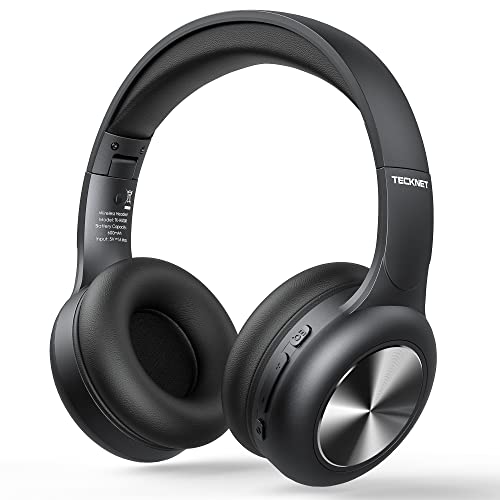 TECKNET Wireless Bluetooth Headphones Over Ear 65H Playtime Foldable Lightweight Headphones with Mic for PC, Deep Bass Hi-Fi Stereo Sound with 3 EQ Modes for Travel/Office/Cellphone/TV/PC (Black)