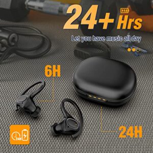 EDKKIE Wireless Earbuds with Earhooks for Small Ears, Mini Bluetooth Earbuds with Microphone, IPX7 Waterproof, 24H Playtime, Wireless Earphones for Sport and Working Out