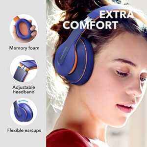 Anker Soundcore Life Q10 Wireless Bluetooth Headphones, Over Ear and Foldable, Hi-Res Certified Sound, 60-Hour Playtime and Fast USB-C Charging, Deep Bass, Aux Input (Blue) (A3032032)