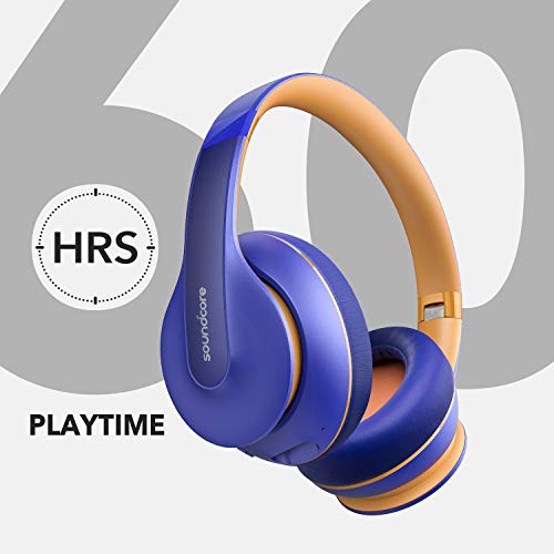 Anker Soundcore Life Q10 Wireless Bluetooth Headphones, Over Ear and Foldable, Hi-Res Certified Sound, 60-Hour Playtime and Fast USB-C Charging, Deep Bass, Aux Input (Blue) (A3032032)